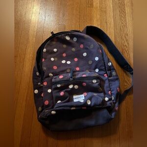 Fossil ELLA Canvas Laptop Backpack Navy Blue Polka Dots Book Bag